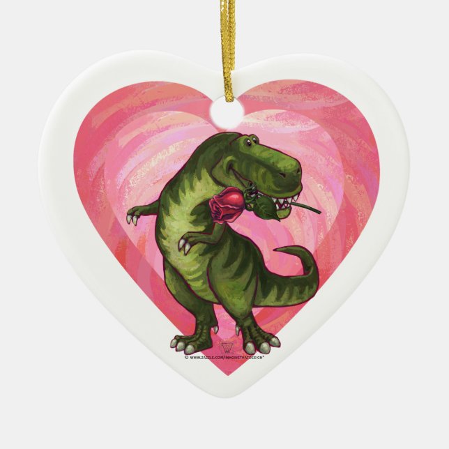 Dinosaurio con Rosa Ser adorno de minas (Frente)