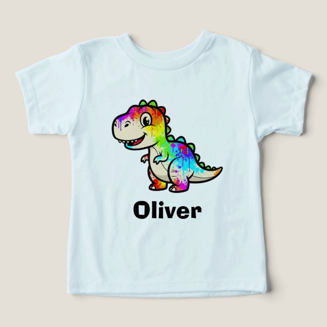 Dinosaurio con salpicaduras de pintura colorida (Diseño delantero )