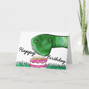 Dinosaurio con tarjeta de cumpleaños para pasteles