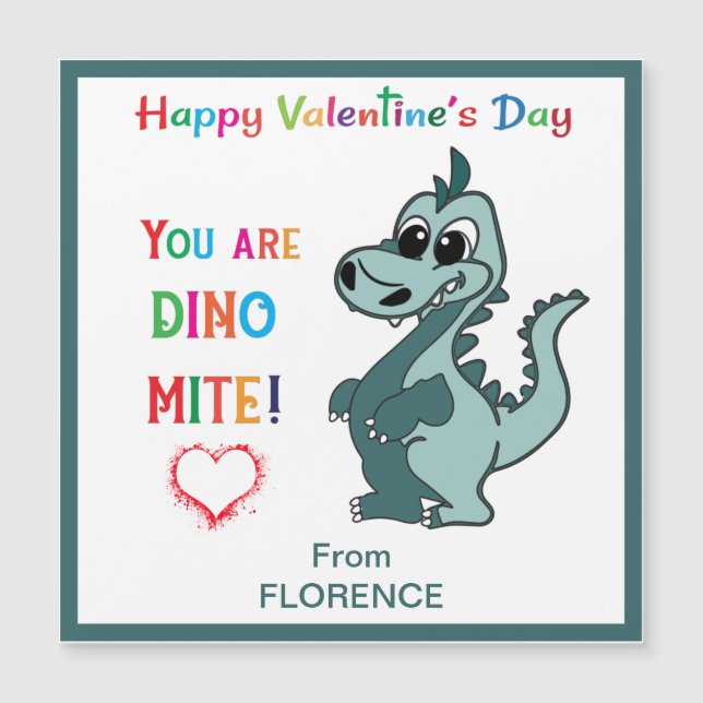 Dinosaurio de aula Día de San Valentín para niños  (Anverso)