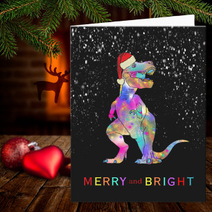 Dinosaurio de Navidad Alegre y Brillante Santa