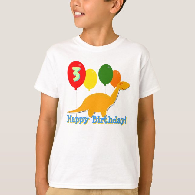 Dinosaurio del feliz cumpleaños 3 años de camiseta (Anverso)