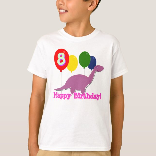 Dinosaurio del feliz cumpleaños 8 años de camiseta (Anverso)