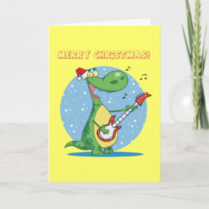 Dinosaurio del navidad que toca la guitarra