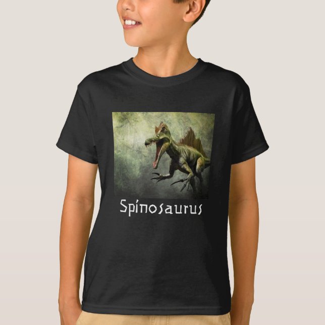 Dinosaurio espinosaurio en camiseta del bosque pri (Anverso)