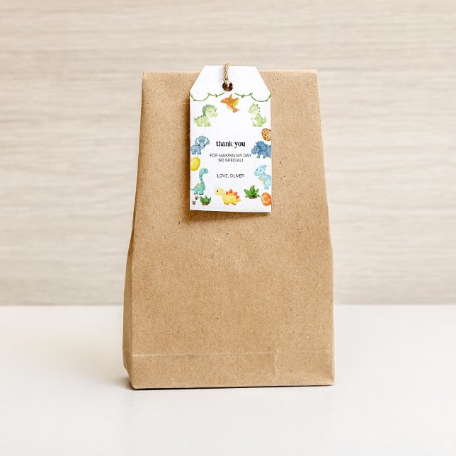 Dinosaurio Gracias Etiqueta De Regalo (Birthday Gift Tag)