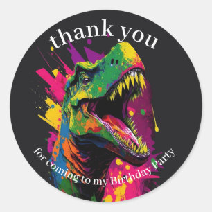 Dinosaurio Gracias Pegatina Redondo Clásico