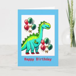 Dinosaurio infantil, tarjeta de cumpleaños plegada