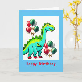 Dinosaurio infantil, tarjeta de cumpleaños plegada