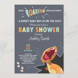 Dinosaurio Invitación a la ducha para bebés Dino N