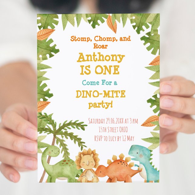 Dinosaurio Invitación a primer cumpleaños Fiesta d (Subido por el creador)