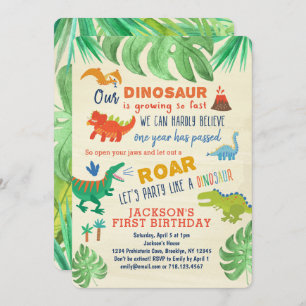Dinosaurio Invitación a primer cumpleaños Fiesta d
