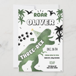 Dinosaurio: Invitación a tres Fiestas de cumpleaño