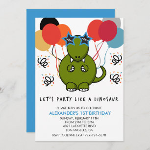 Dinosaurio invitaciones de primer cumpleaños como 