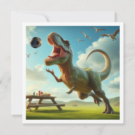 Dinosaurio jugando al fútbol, invitación al cumple