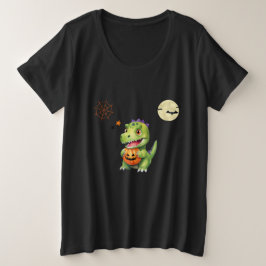 Dinosaurio lindo juega truco de calabaza o trata H