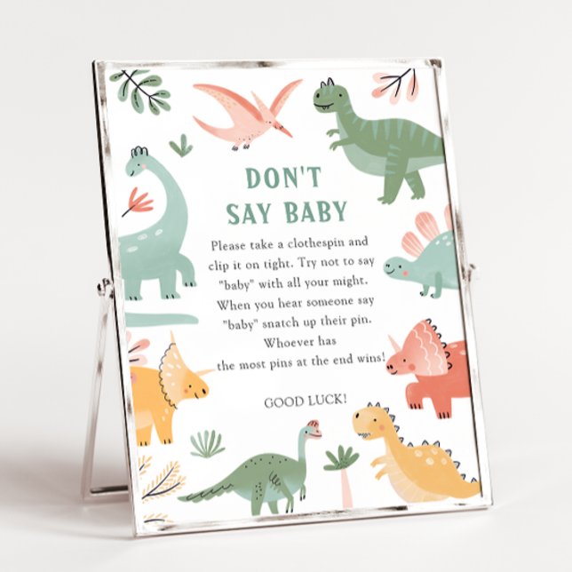 Dinosaurio No Digas Bebé Señal (Dinosaur Don't Say Baby Shower Game Sign by Painted Paperie)