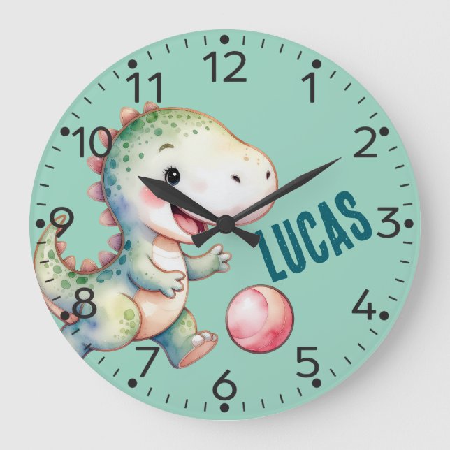 Dinosaurio personalizado, T-Rex, reloj de pared (Anverso)
