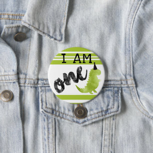 Dinosaurio Primer botón de cumpleaños Dinosaurio T