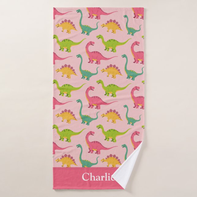 Dinosaurio Rosa para Niños (Toalla de baño)