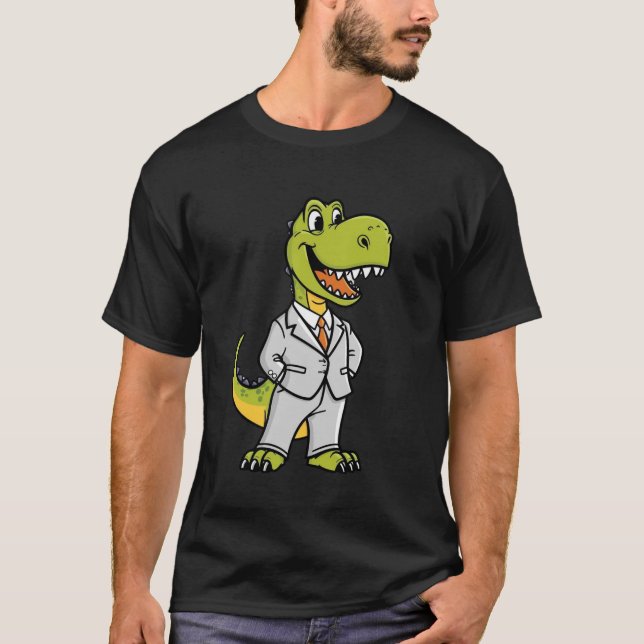 Dinosaurio sonriente con camiseta de traje (Anverso)