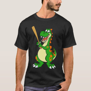 Dinosaurio sonriente jugando camiseta de béisbol