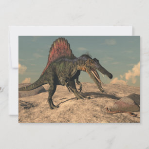 Dinosaurio Spinosaurus cazando una serpiente