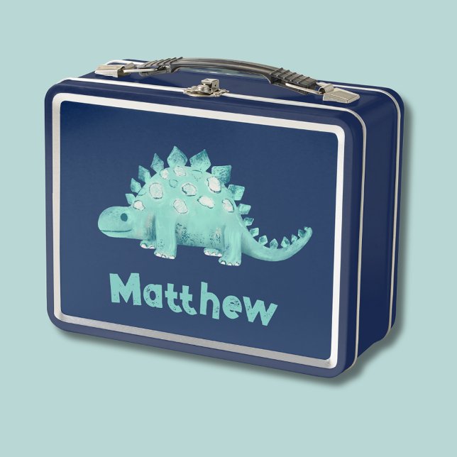 Dinosaurio Stegosaurus Nombrado Niños (Stegosaurus dinosaur lunchbox with personalized name)