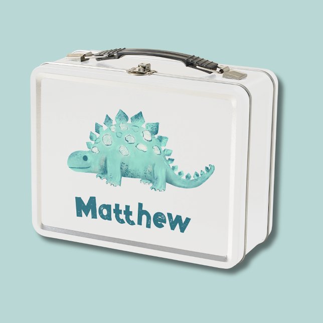 Dinosaurio Stegosaurus Nombrado Niños (Stegosaurus dinosaur lunchbox with personalized name)