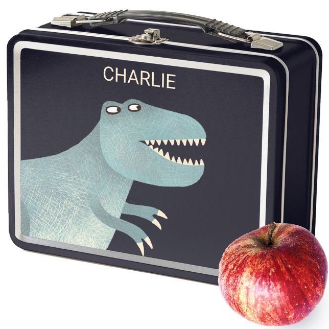 Dinosaurio T-Rex personalizado (Tyrannosaurus Rex dinosaur personalized name metal lunch box)