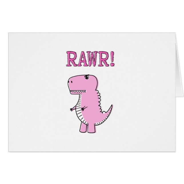 Dinosaurio T-Rex, Personalizado Rosa Cuto Y Enojad (Anverso (Horizontal))