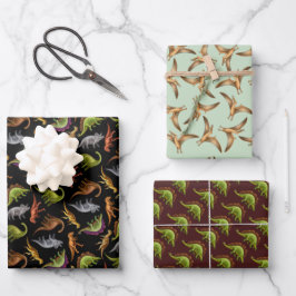 Dinosaurios Ama envolver papel de hoja plana set d