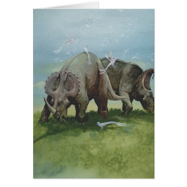 Dinosaurios antiguos, Centrosaurus pastando en pra (Frente)