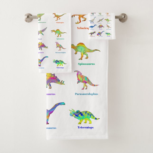 Dinosaurios Coloridos con nombres Patrón Verde Tur (In situ)