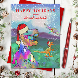 Dinosaurios de Navidad Felices Fiestas Personaliza