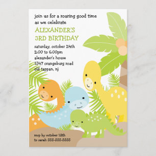 Dinosaurios divertidos Invitación al cumpleaños