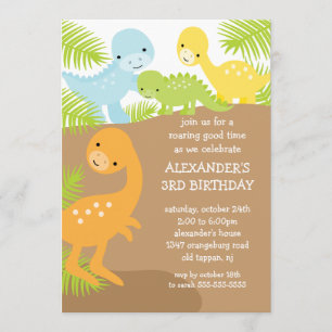 Dinosaurios divertidos Invitación al cumpleaños