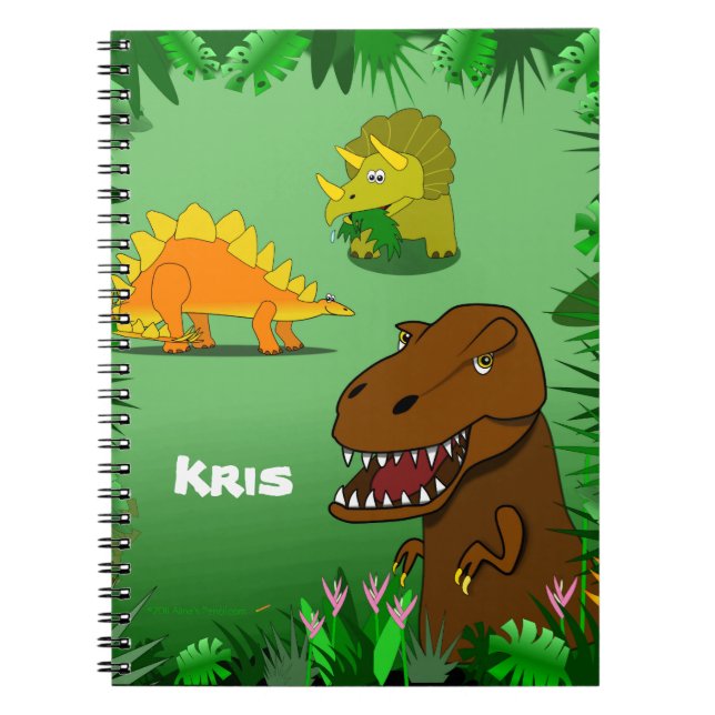 Dinosaurios en un cuaderno espiral conocido de (Frente)
