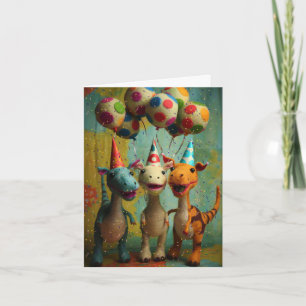 Dinosaurios fiestas con tarjeta de saludo de globo