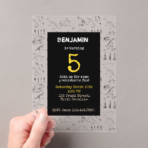Dinosaurios Fossils Patrón Niños Invitaciones de c
