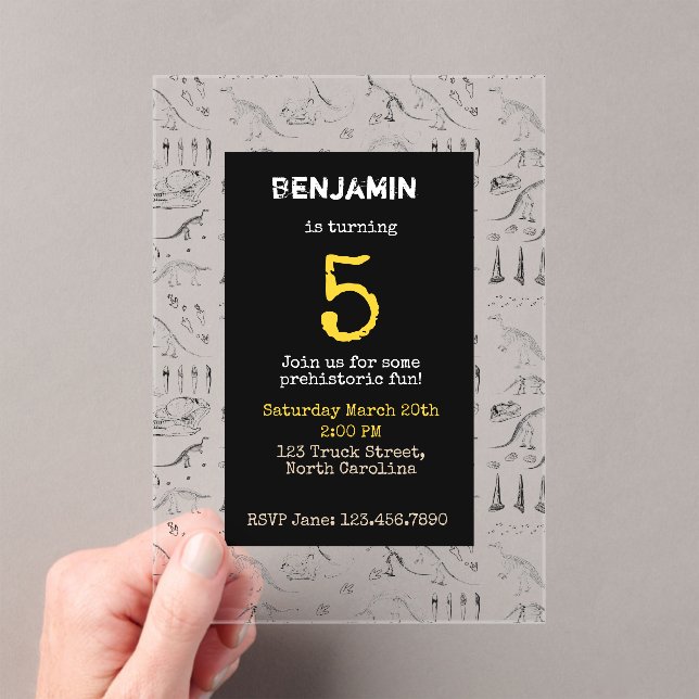Dinosaurios Fossils Patrón Niños Invitaciones de c (Insitu (portátil))