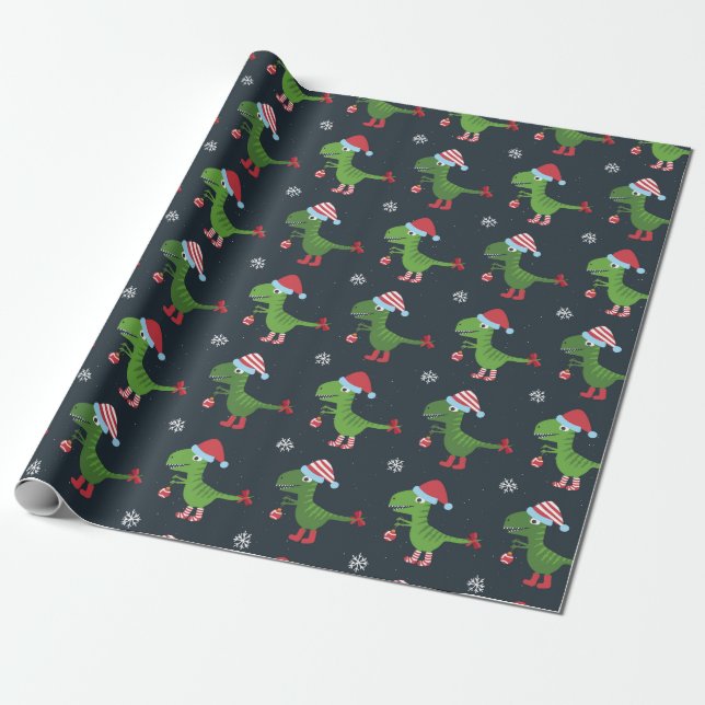 Dinosaurios navidades Papel de envolvimiento (Desenrollado)