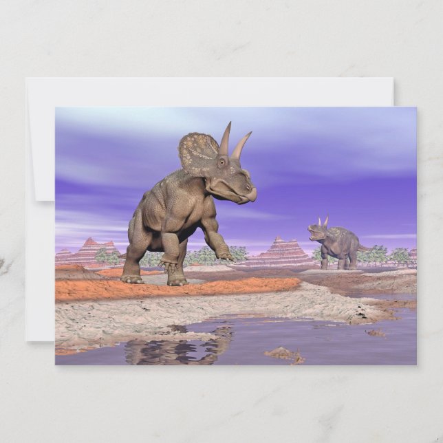 Dinosaurios nedoceratops/diceratops en la naturale (Anverso)