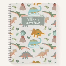 Dinosaurios Niños Dibujados a Mano Boho Cuaderno d
