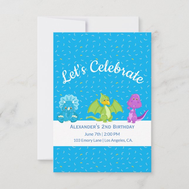 Dinosaurios para bebés | Invitación de cumpleaños (Anverso)