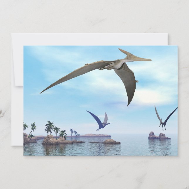 Dinosaurios pteranodinos volando - rendimento 3D (Anverso)