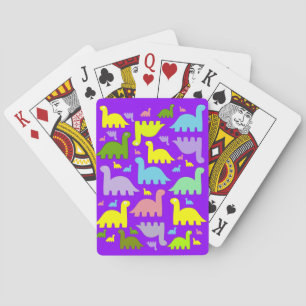 Dinosaurios púrpura en la cubierta de cartas