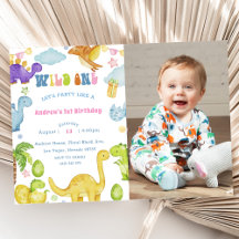 Dinosaurios salvajes 1er cumpleaños de invitación