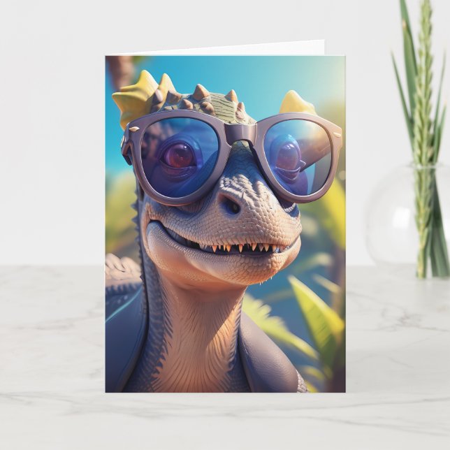 Dinosaurios sonrientes al aire libre | Tarjeta (Anverso)