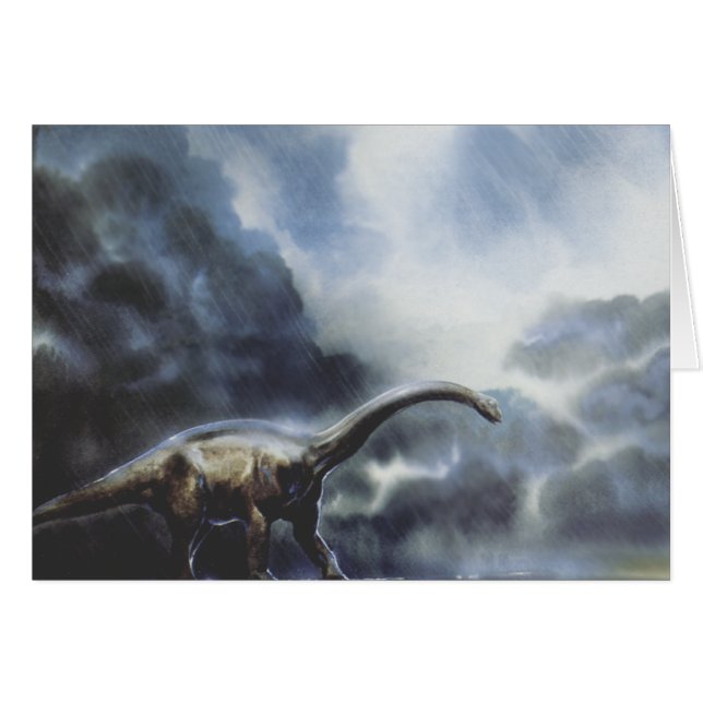 Dinosaurios Vintage, Barapasaurus con nubes de tor (Anverso (Horizontal))